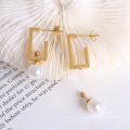 Trendy Stainless Steel 18k Gold Plated Earrings Rectangle